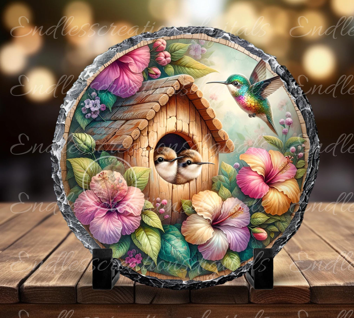 TROPICAL HUMMINGBIRDS Wreath Sign, door hanger Cutting Board slate for sublimation 300 dpi 1 file for download can be resized from 3 to 12"