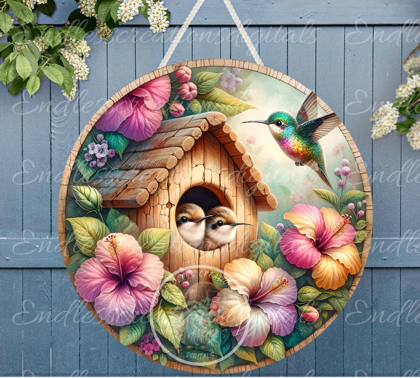 TROPICAL HUMMINGBIRDS Wreath Sign, door hanger Cutting Board slate for sublimation 300 dpi 1 file for download can be resized from 3 to 12"