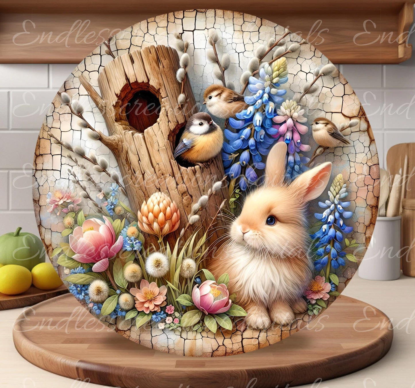 EASTER FLORAL BUNNY Spring Floral Wreath Sign, door hanger, slate for sublimation high resolution 2 files for download 1 add your own text