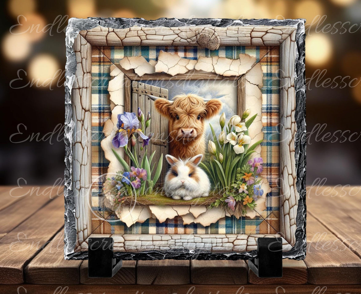 SPRING COW BUNNY Wreath Sign, door hanger, Cutting Board, slate for sublimation, 300 dpi 1 file for download can be resized from 3 to 12"