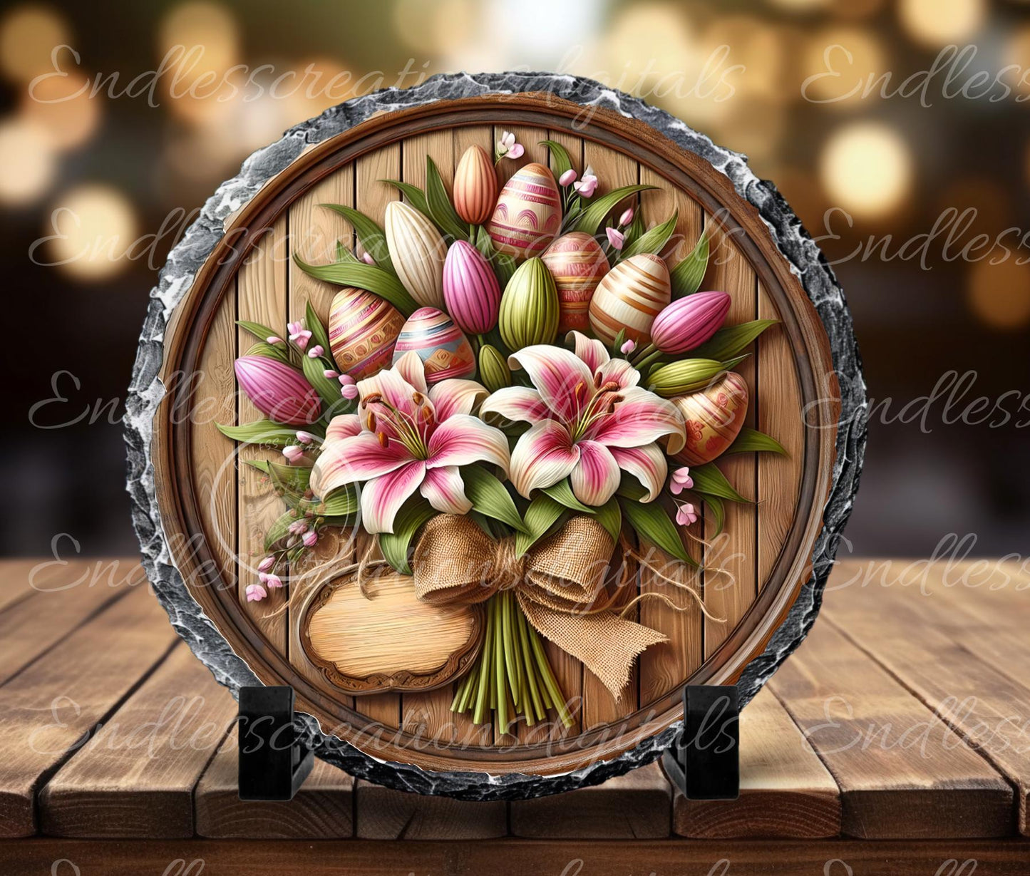 EASTER FLORAL BOUQUET Wreath Sign, door hanger, slate for sublimation high resolution, 2 files for download, 1 add your own text