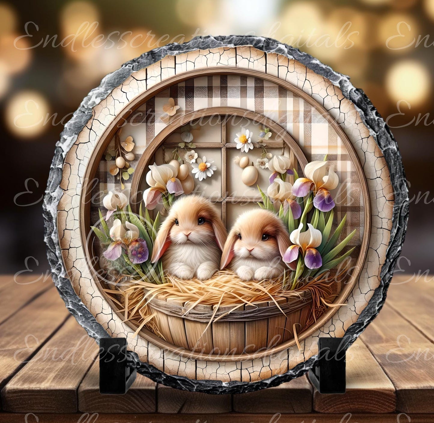 SPRING FLORAL BUNNY Spring Floral Wreath Sign, door hanger, slate, wind spinners, for sublimation high resolution, 1 file for download