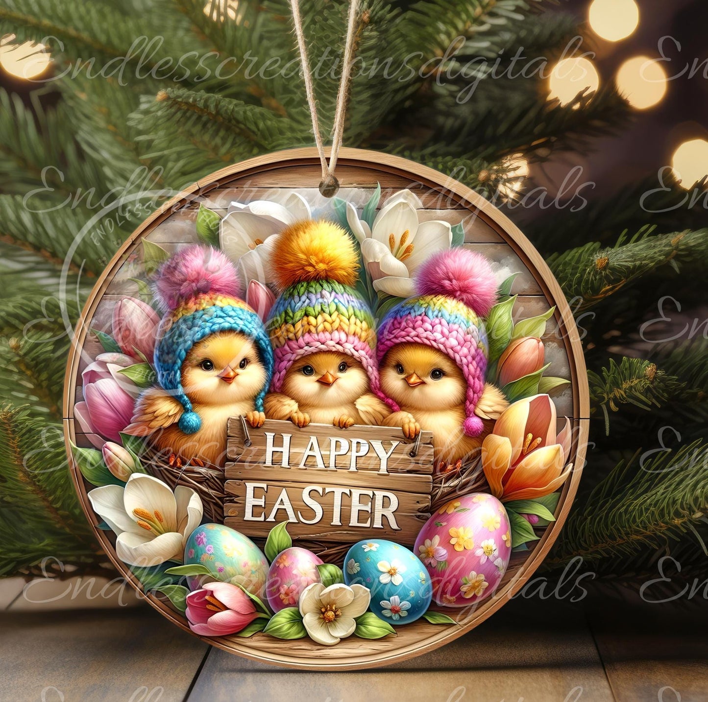 EASTER BABY CHICS Wreath Sign, door hanger, slate for sublimation high resolution 2 files for download 1 add your own text