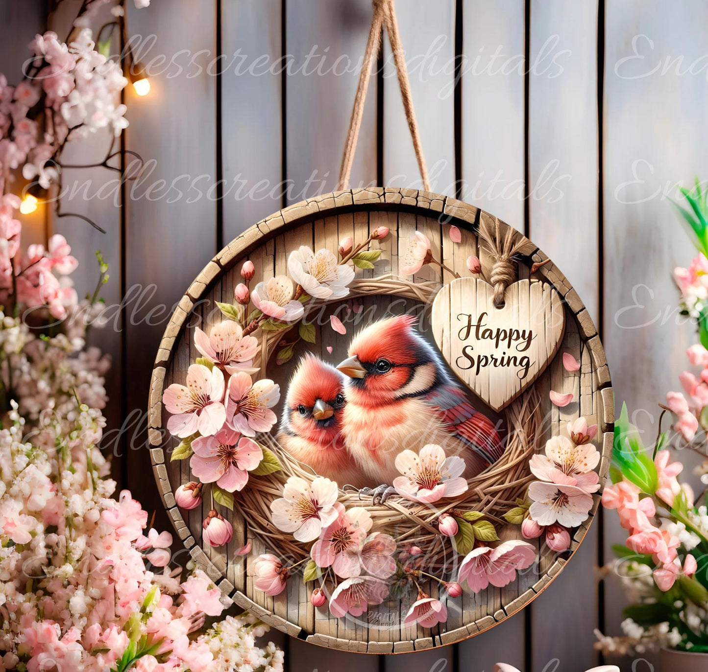 SPRING BABY CARDINALS Wreath Sign, door hanger, wind spinners slate for sublimation high resolution 2 files for download 1 add your own text