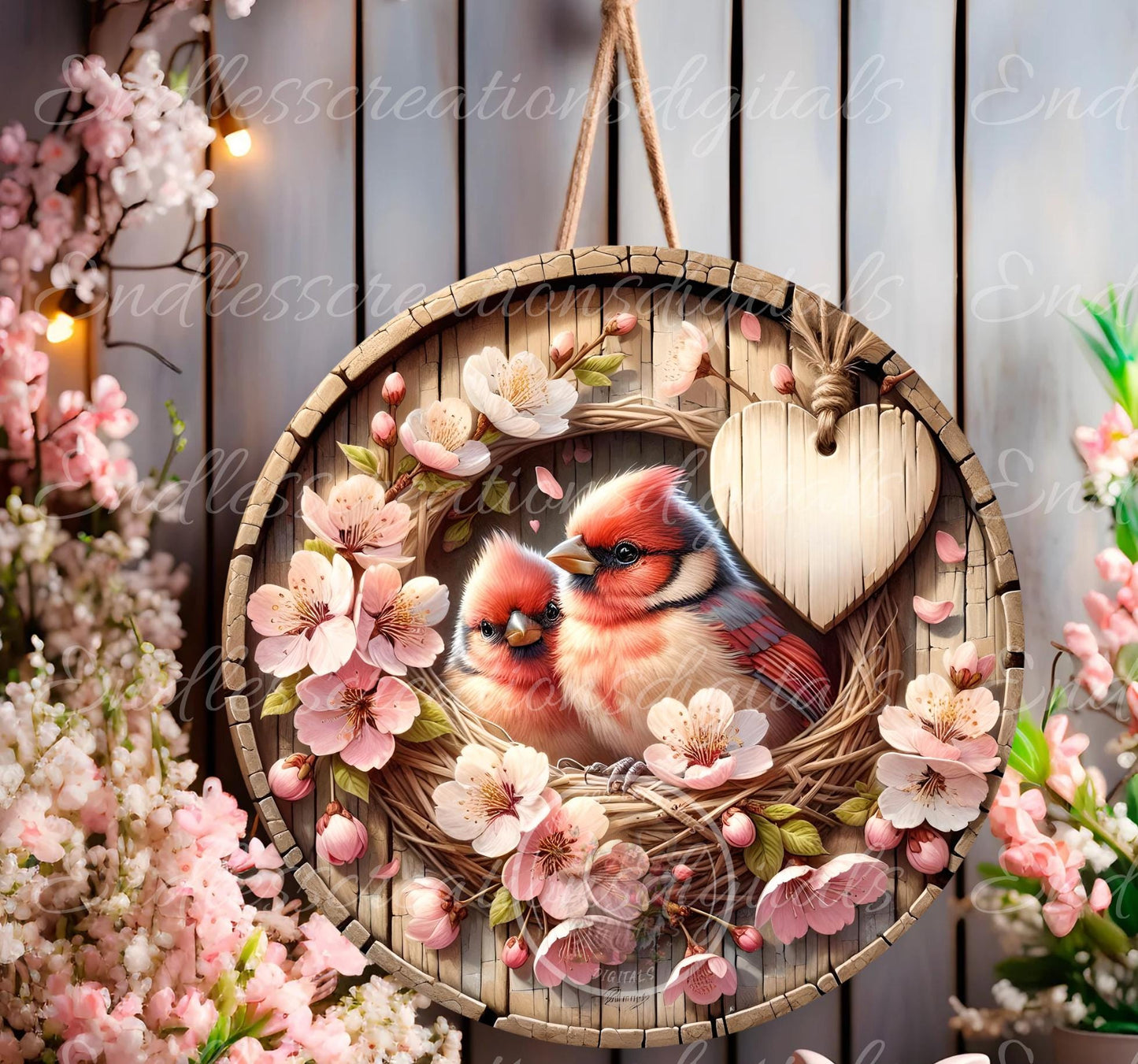 SPRING BABY CARDINALS Wreath Sign, door hanger, wind spinners slate for sublimation high resolution 2 files for download 1 add your own text