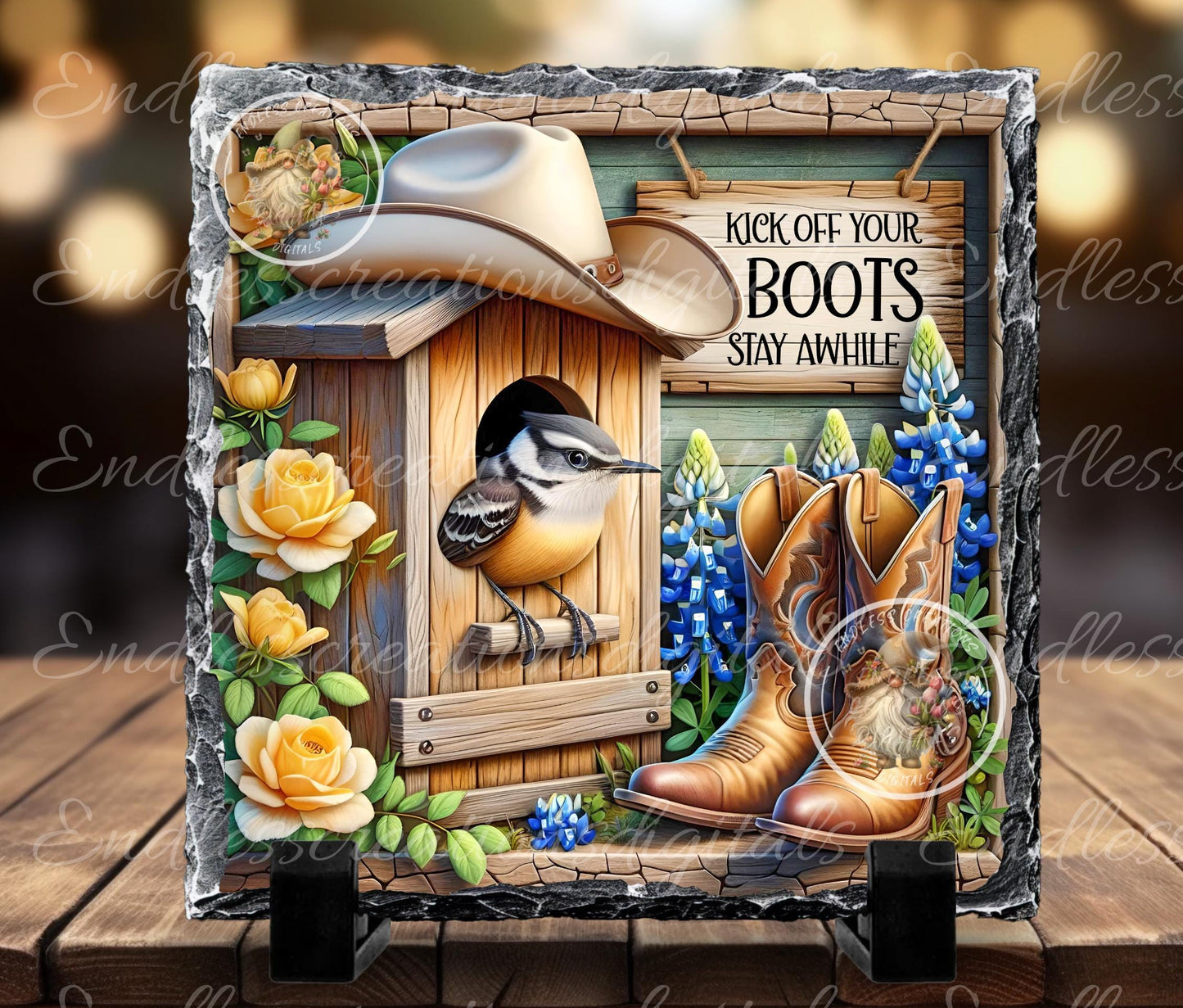 COWBOY BOOTS SPRING Wreath Sign, Door Hanger, Slate, Cutting Boards for sublimation high resolution 2 files for download including blank