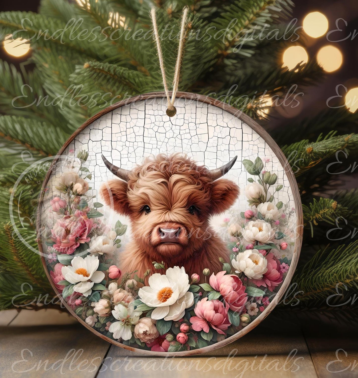 SPRING FLORAL HIGHLAND Wreath Sign door hanger wind spinners, slate for sublimation high resolution 2 files for download 1 add your own text