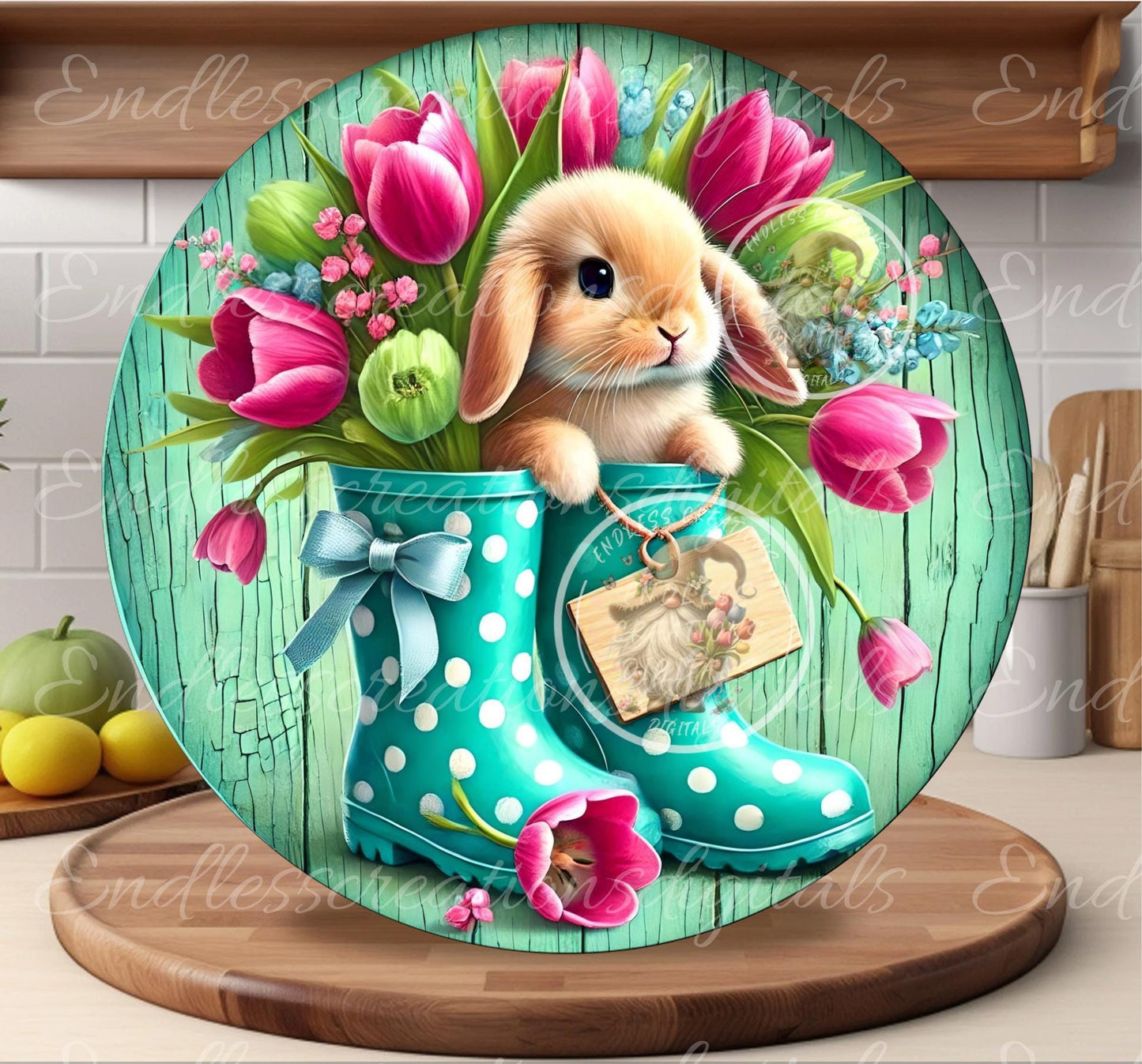 SPRING BUNNY FLORAL RAIN BOOTS