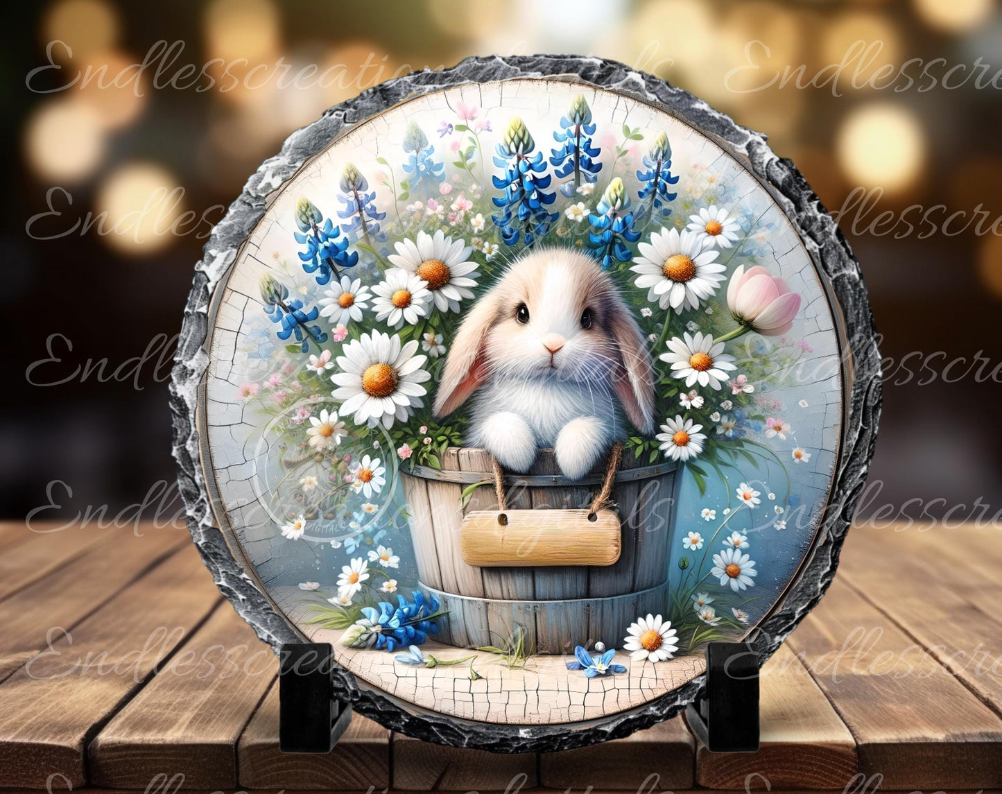 WELCOME SPRING FLORAL Bunny Wreath Sign, door hanger slate wind spinner for sublimation high resolution 2 files for download including blank