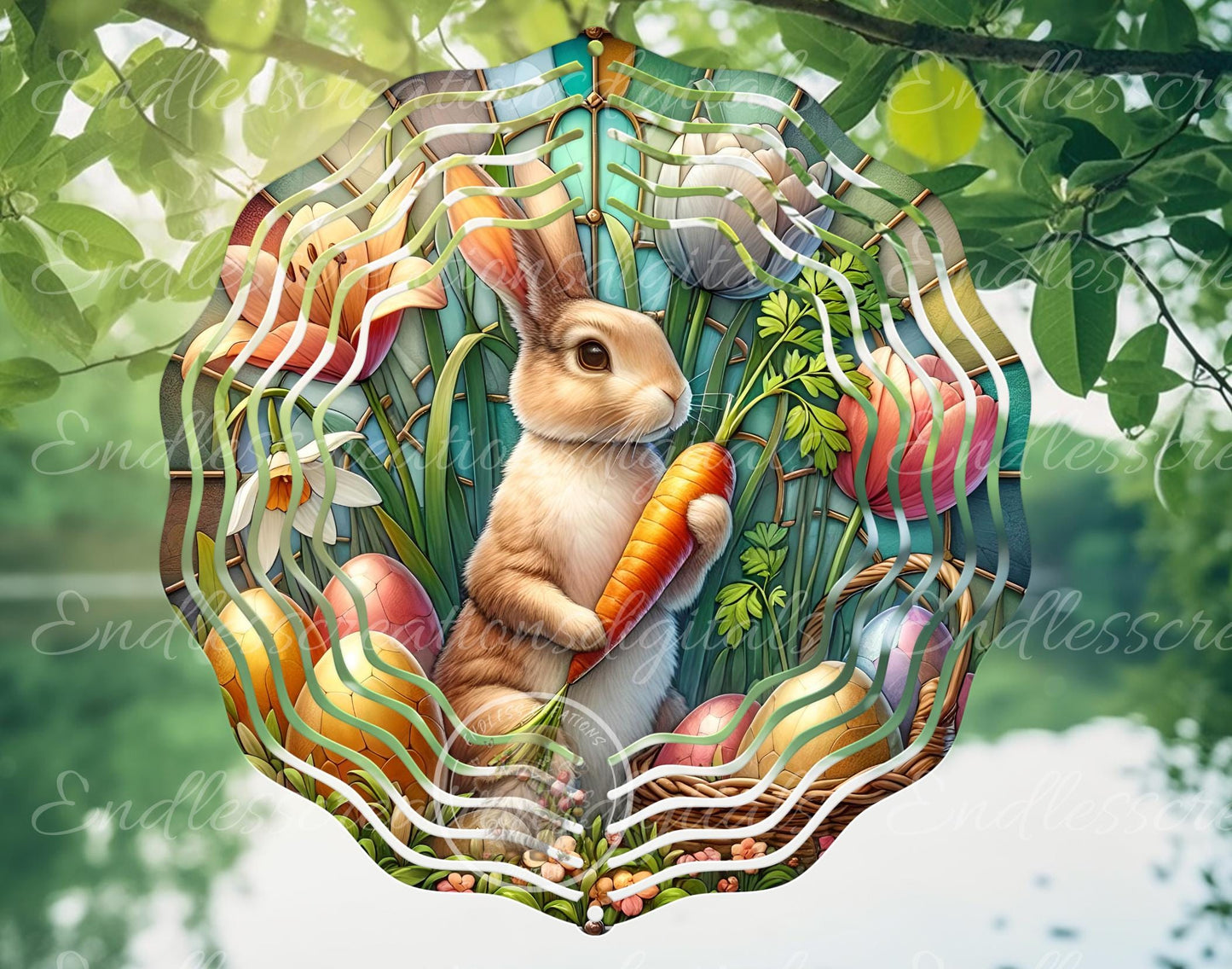 EASTER BUNNY CARROT Stained Glass Look