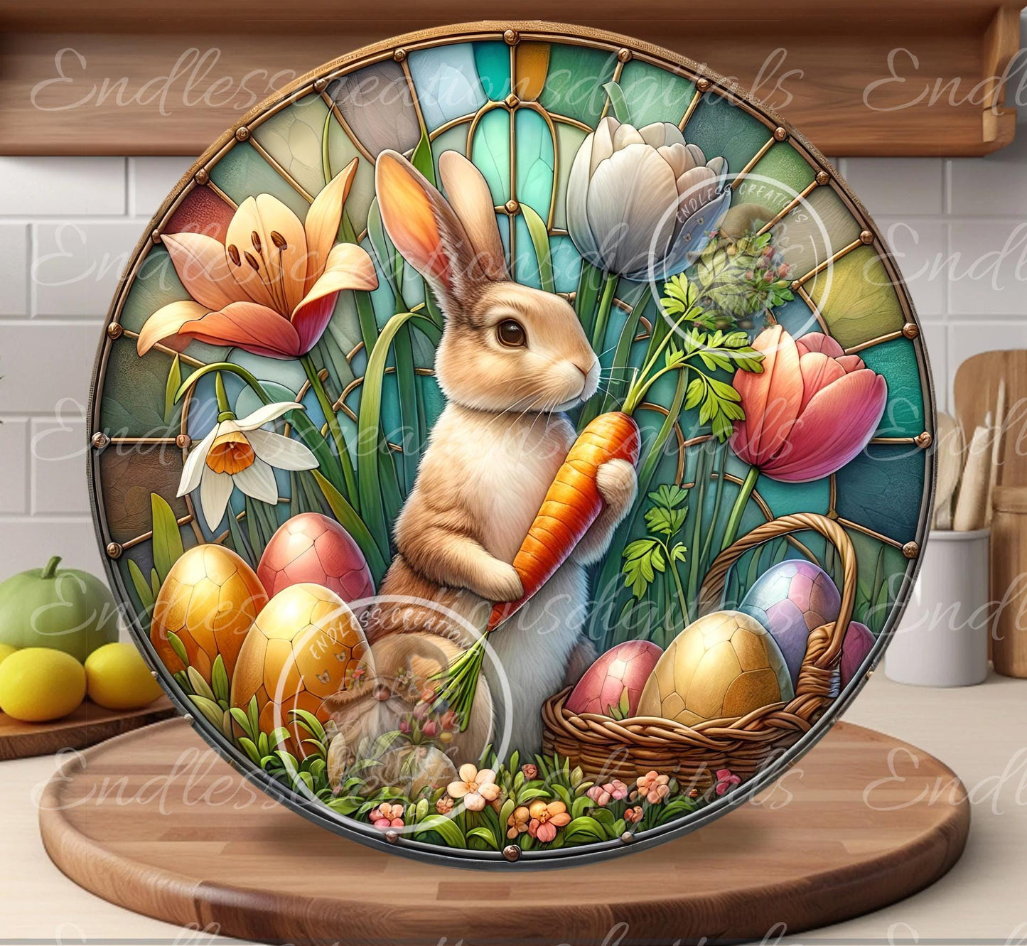EASTER BUNNY CARROT Stained Glass Look