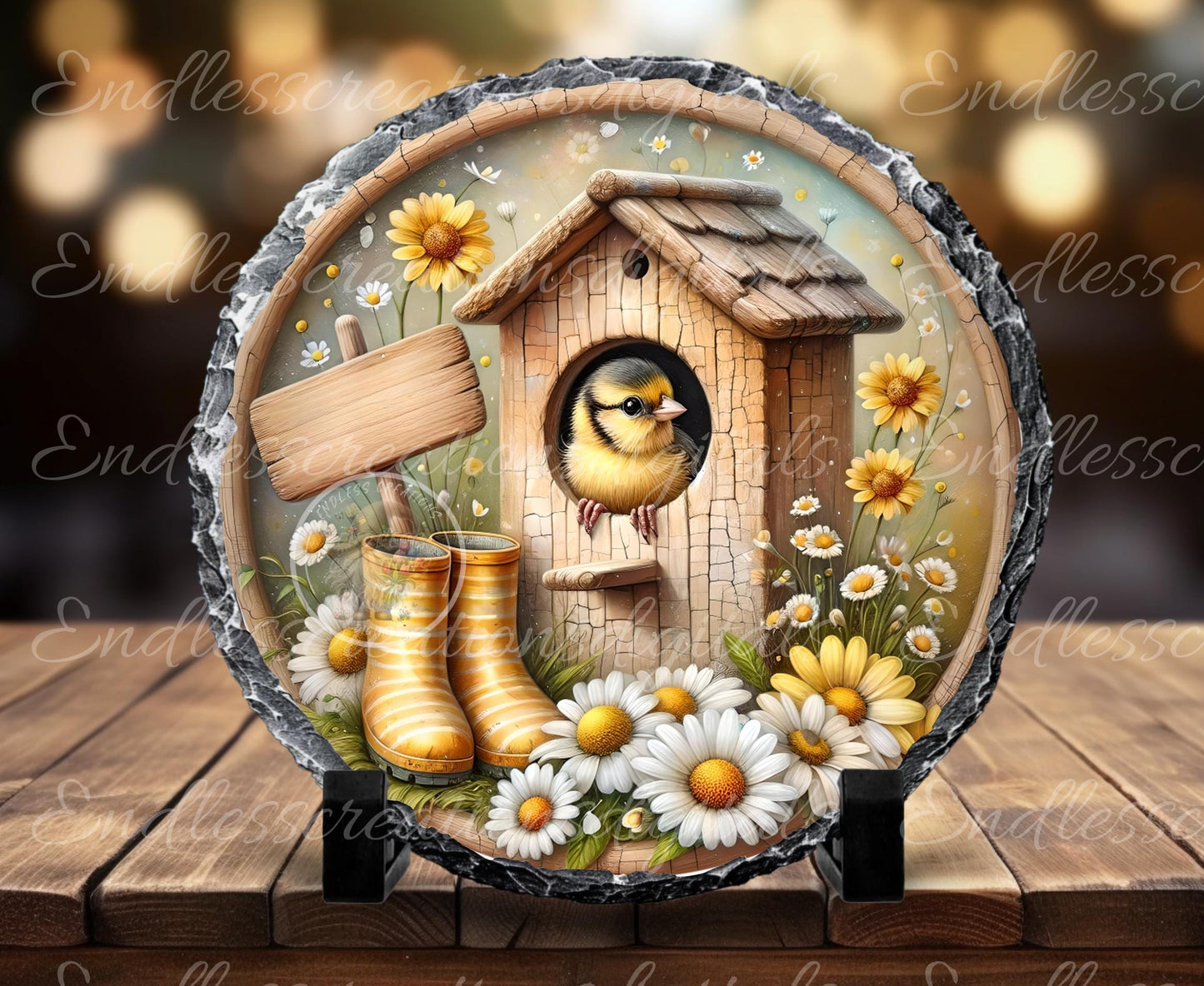 SPRING GOLDFINCHES Wreath Sign, door hanger, Cutting Board, slate for sublimation, 300 dpi 2 files for download 1 add your own text