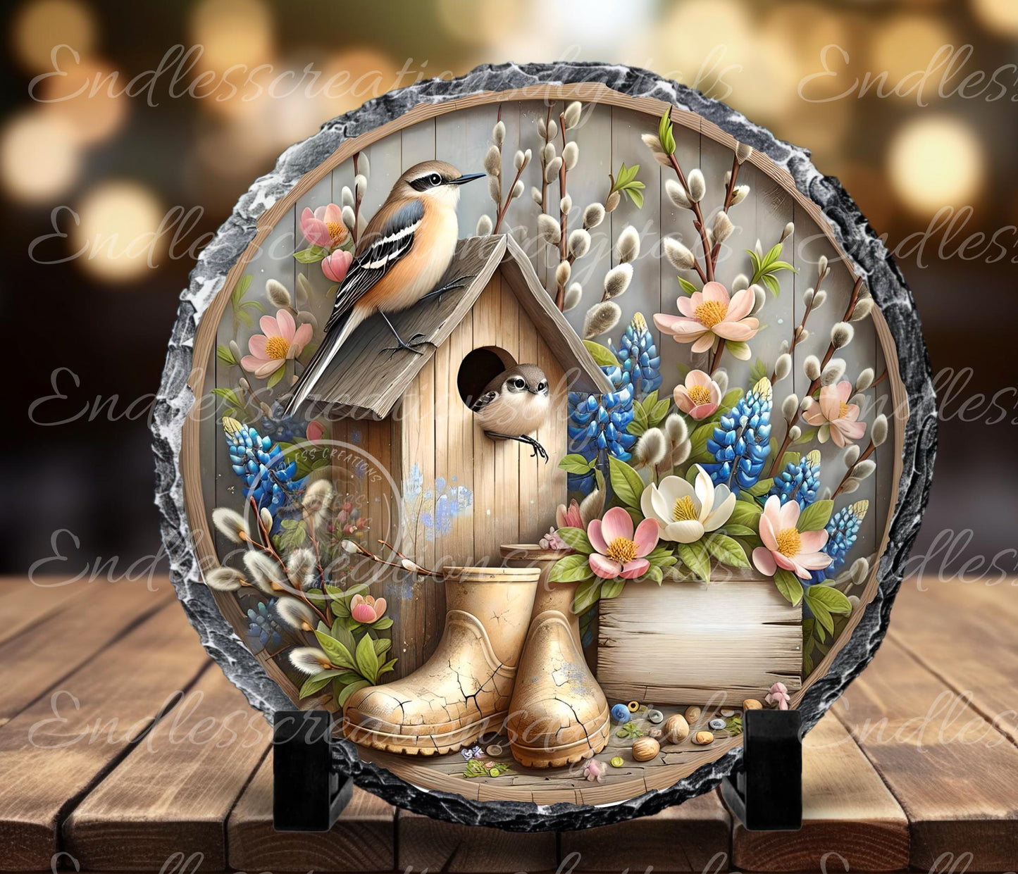 BLUEBONNETS AND MOCKINGBIRDS SPRING Wreath Sign door hanger, Cutting Board, slate for sublimation 300 dpi 2 files for download 1 add your own text