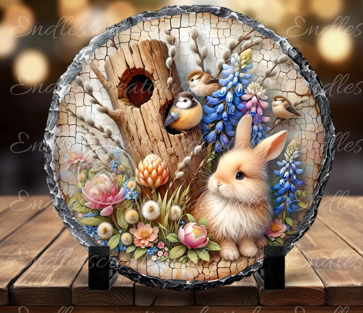 EASTER FLORAL BUNNY Spring Floral Wreath Sign, door hanger, slate for sublimation high resolution 2 files for download 1 add your own text