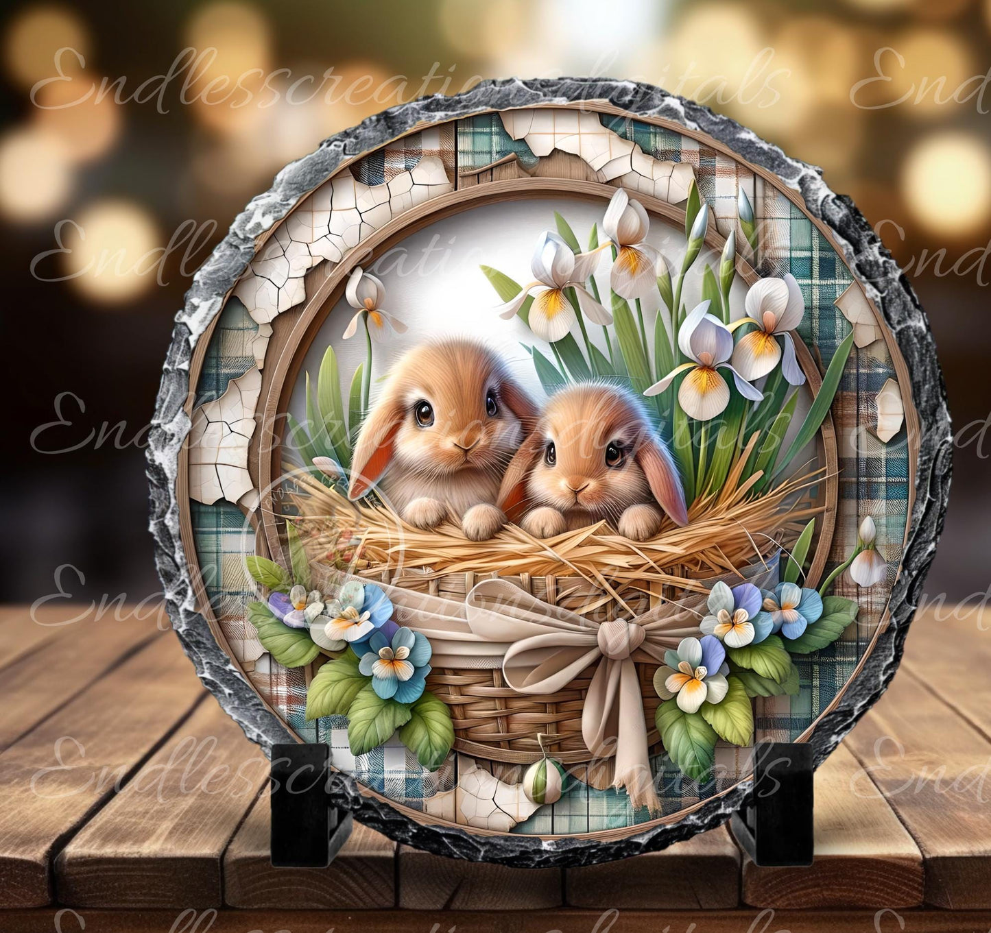 SPRING FLORAL BUNNY Spring Floral Wreath Sign, door hanger, slate, wind spinners, for sublimation high resolution, 1 file for download