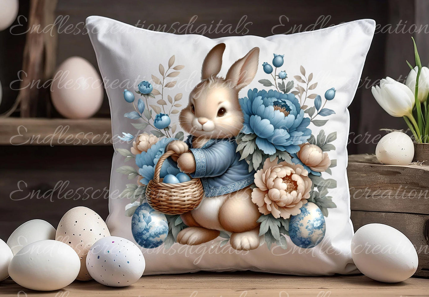 BLUE TOILE EASTER Rabbits