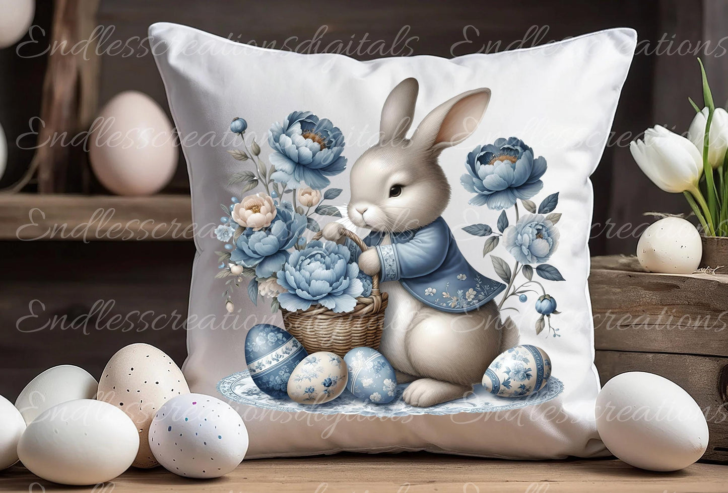 BLUE TOILE EASTER Rabbits