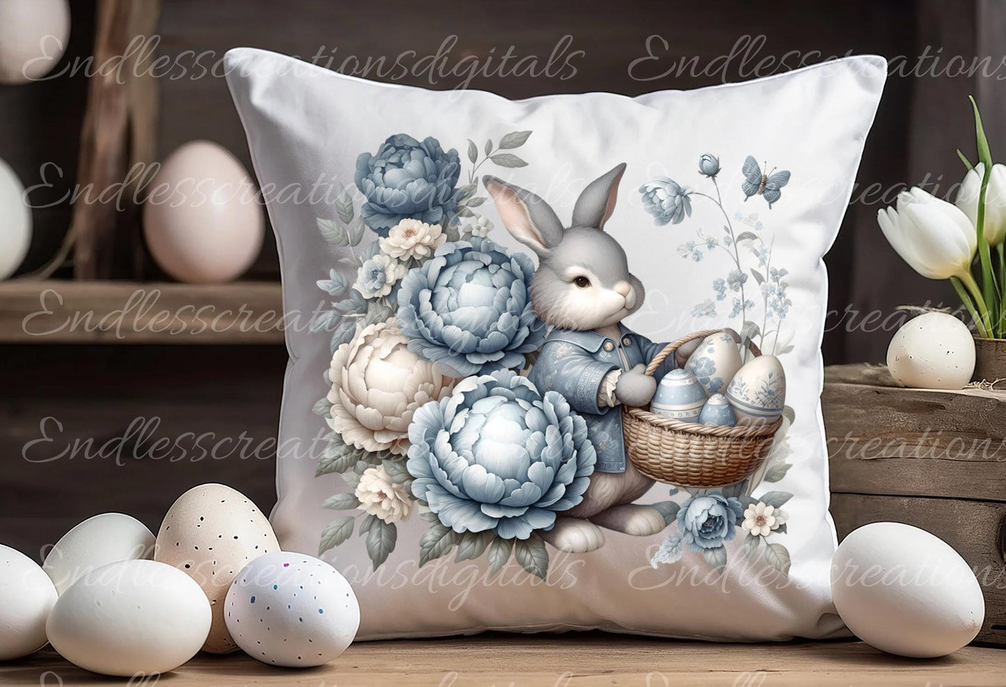 BLUE TOILE EASTER Rabbits
