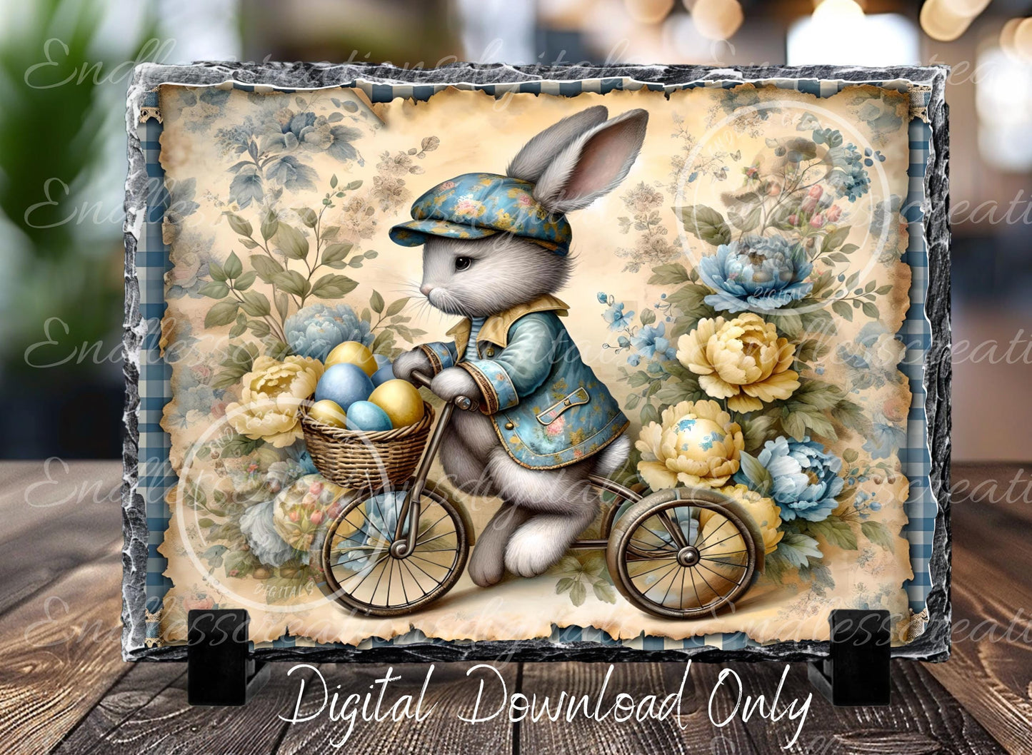 BLUE GINGHAM BOY VINTAGE BUNNY BICYCLE
