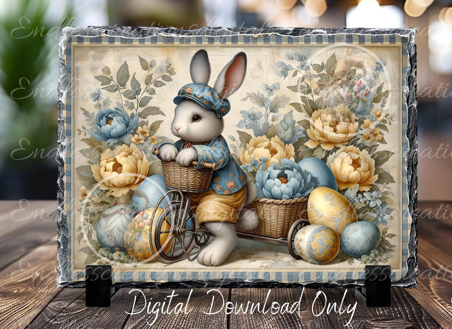 BLUE GINGHAM BOY Vintage Bunny Bicycle