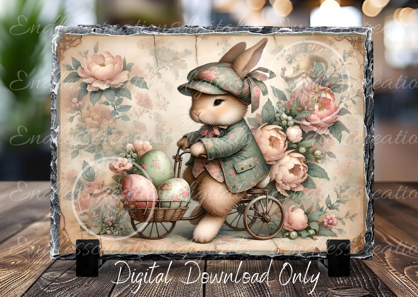 PINK MOSS GREEN Boy Vintage Bunny Bicycle