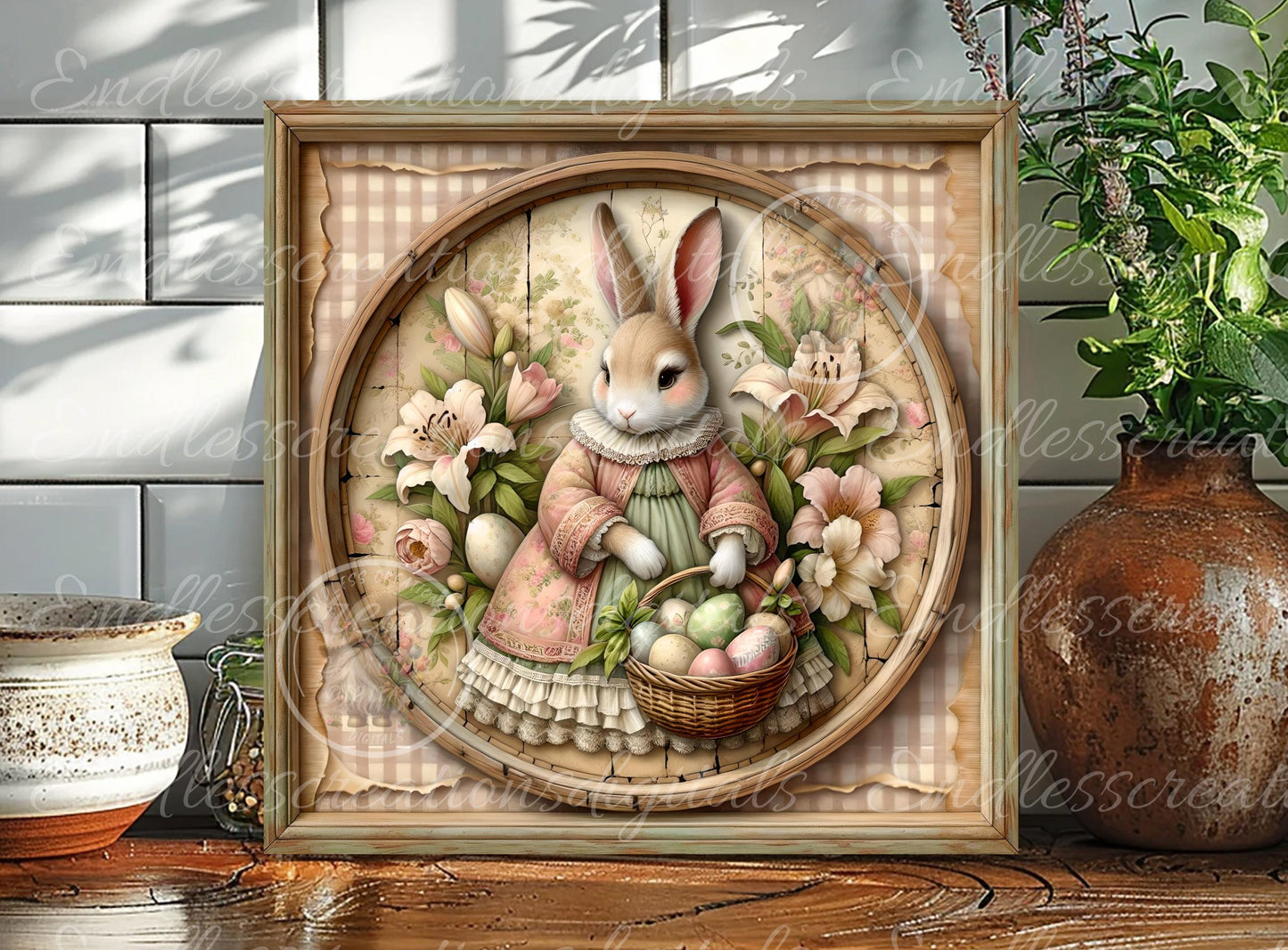 SQUARE FRAMED VINTAGE Bunny