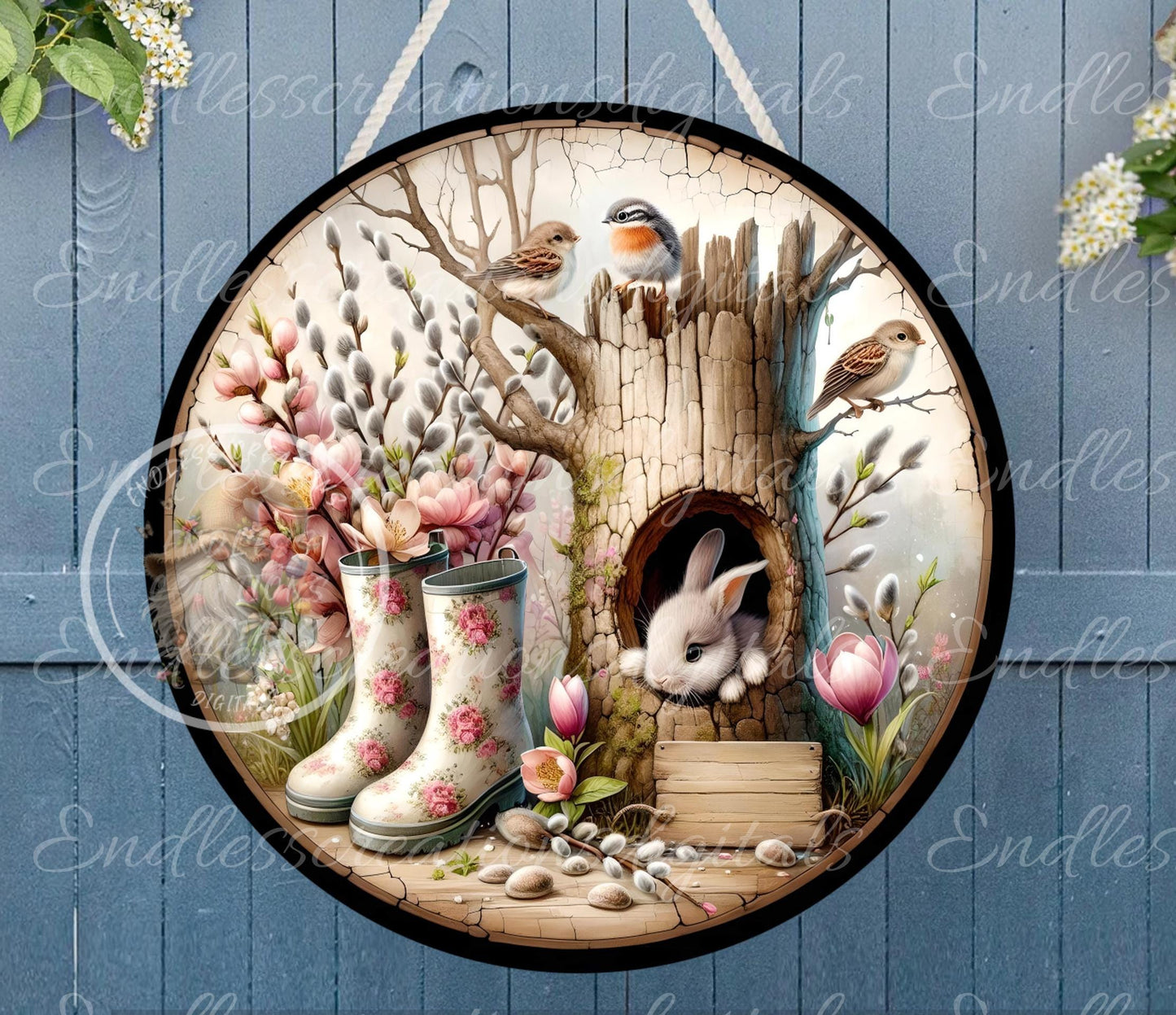 WELCOME BACK SPRING Wreath Sign, door hanger, wind spinners, slate for sublimation high resolution 2 files for download 1 add your own text