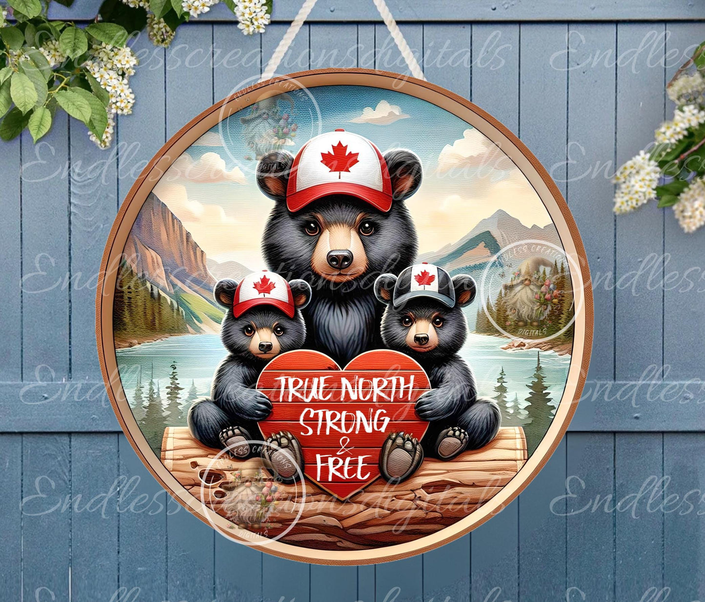 CANADA TRUE NORTH STRONG AND FREE BLACK BEAR FAMILY