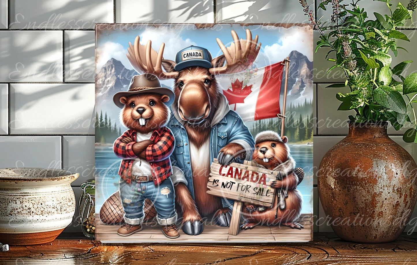 SQUARE CANADA BEAVER Moose Not For Sale