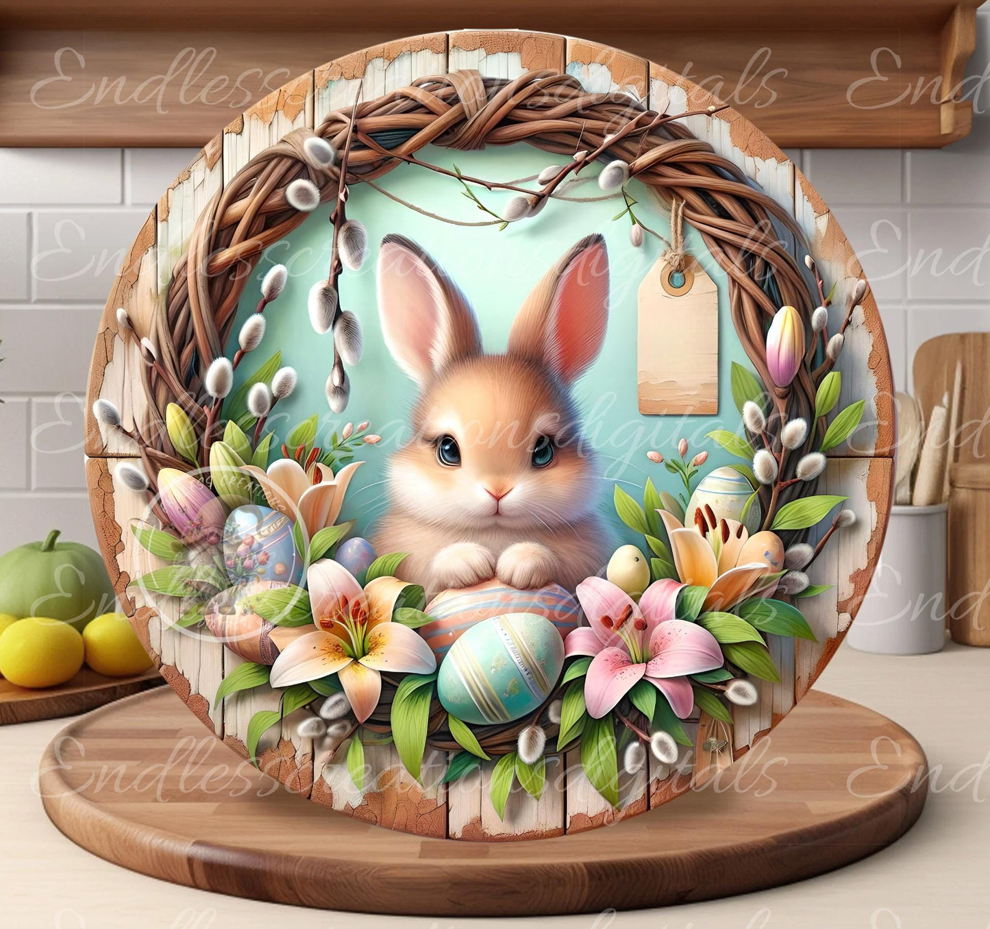 HAPPY EASTER FLORAL BUNNY