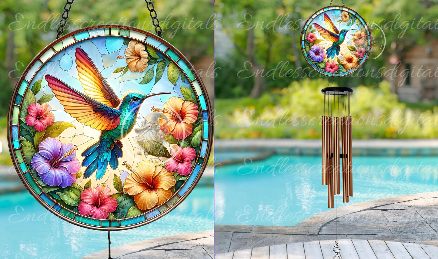 SUMMER HUMMINGBIRD HIBISCUS ROUND