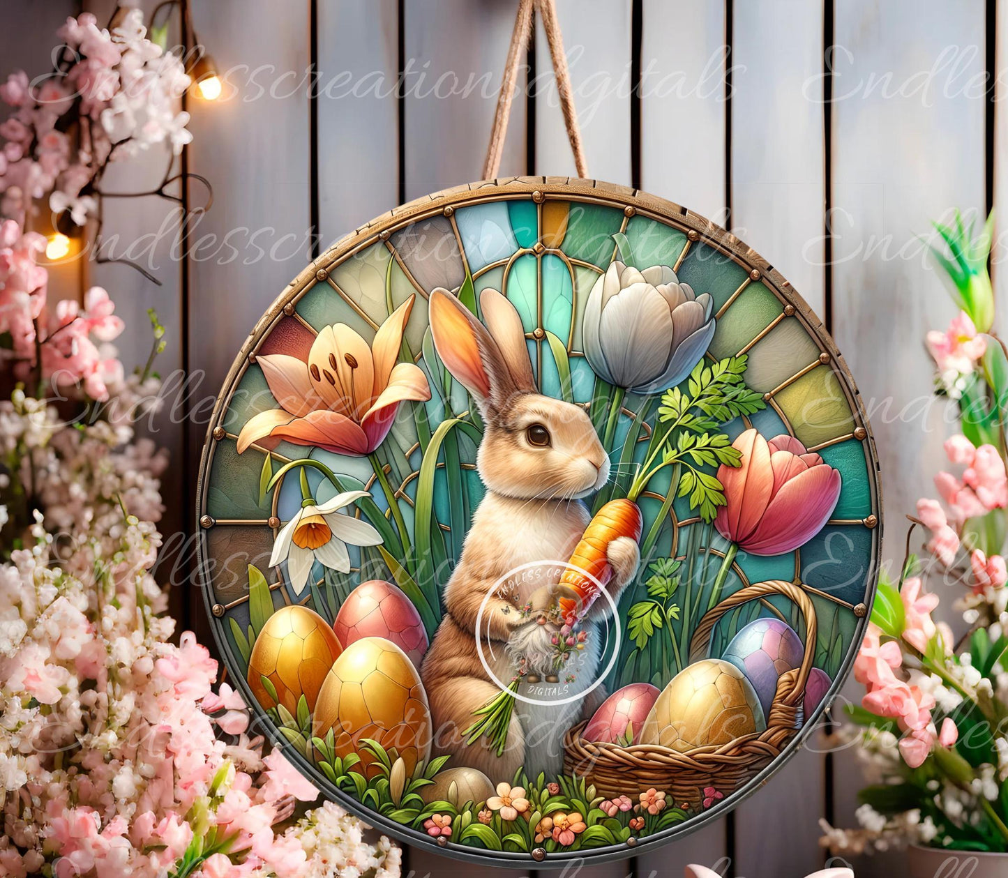 EASTER BUNNY CARROT Stained Glass Look