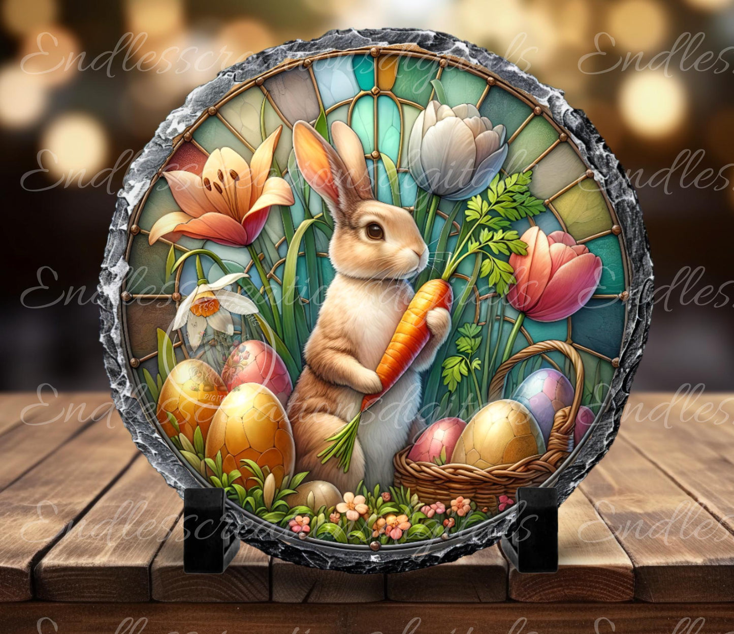 EASTER BUNNY CARROT Stained Glass Look