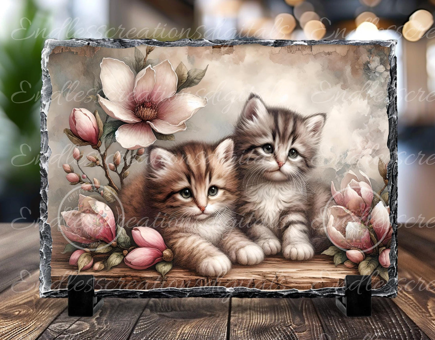 BABY TABBY KITTENS MAGNOLIA RECTANGLE