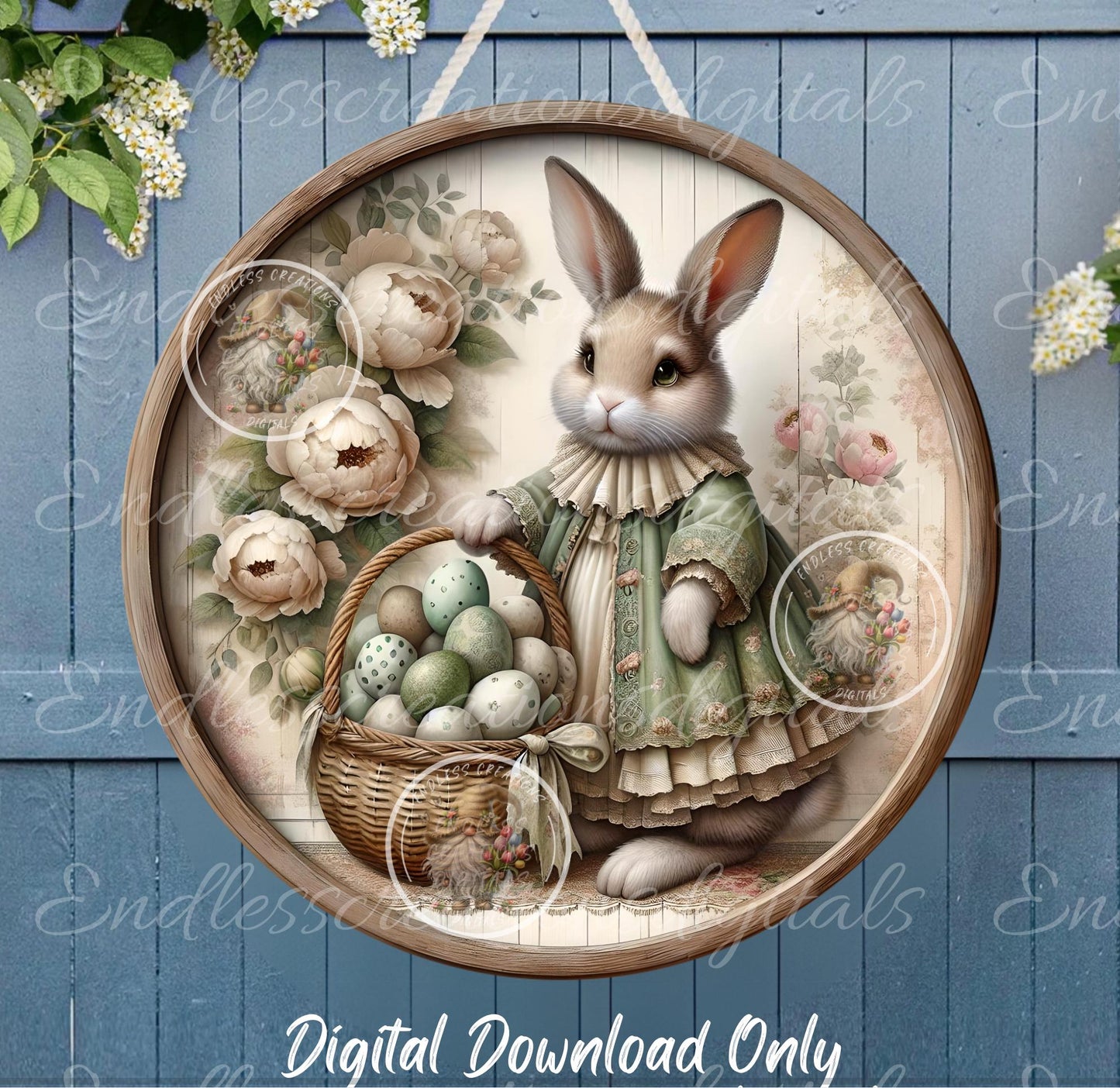 VINTAGE MOSS GREEN Bunny