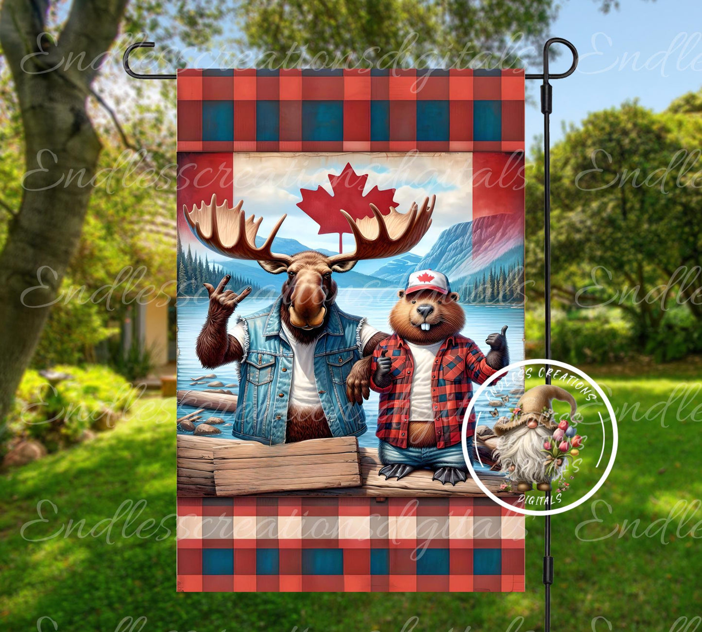 ELBOWS UP CANADA GARDEN FLAG