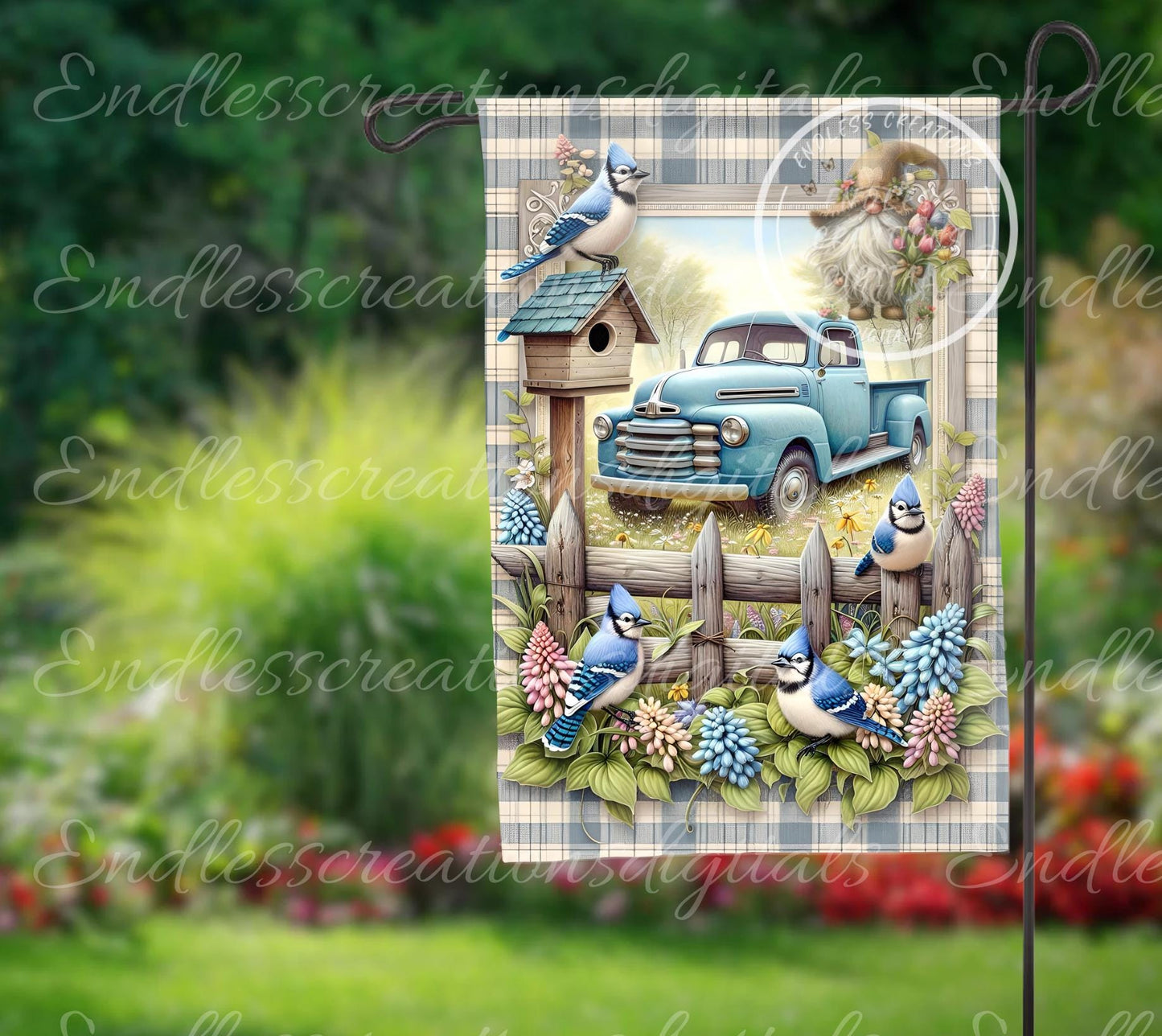 BLUE TRUCK FLORAL Spring/Summer Garden Flag