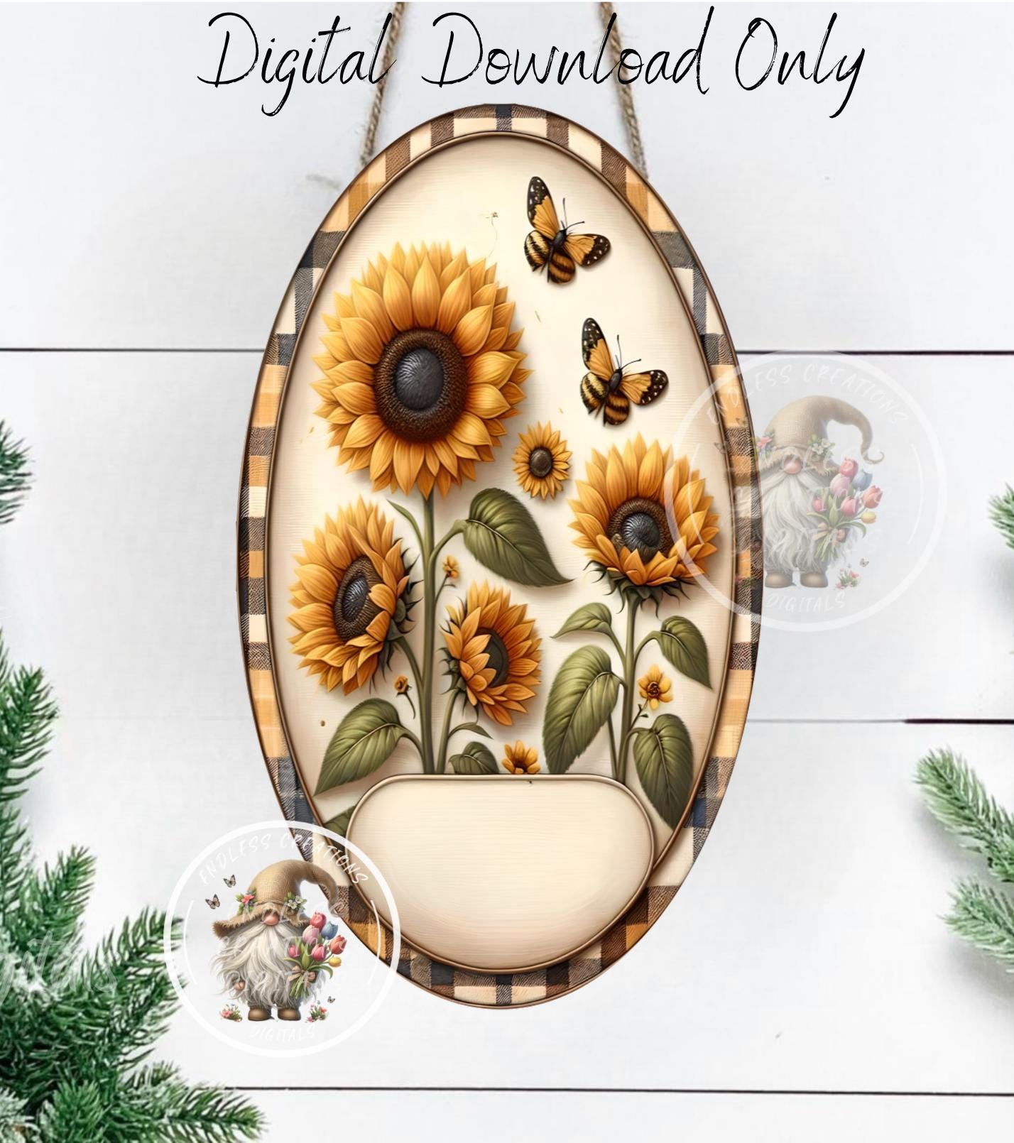 HELLO SUMMER SUNFLOWER OVAL DIGITALS