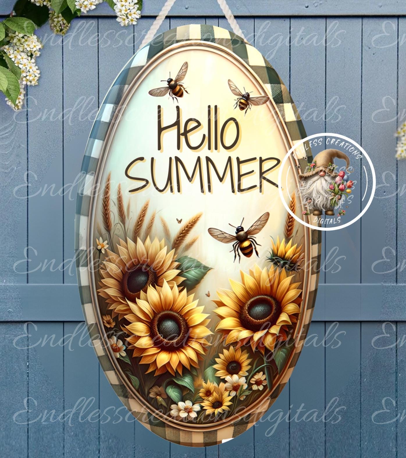 HELLO SUMMER SUNFLOWER OVAL DIGITALS