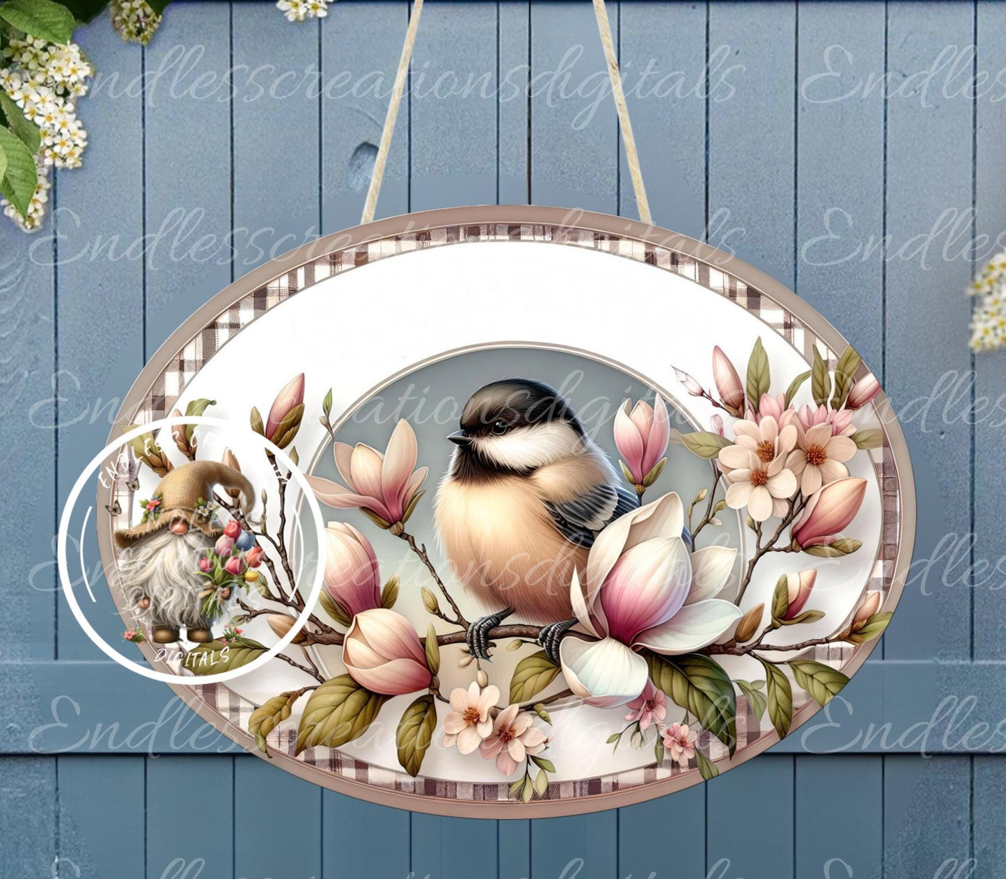 WELCOME MAGNOLIA CHICKADEE OVAL DIGITALS