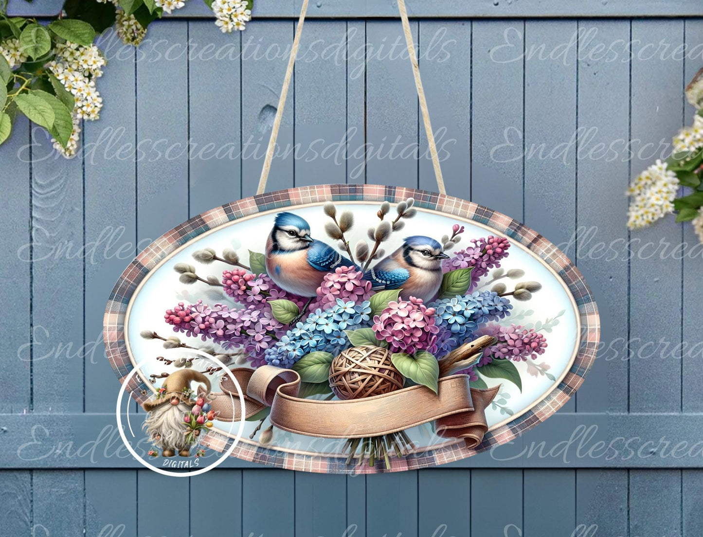 OVAL DIGITAL BLUEJAY LILACS