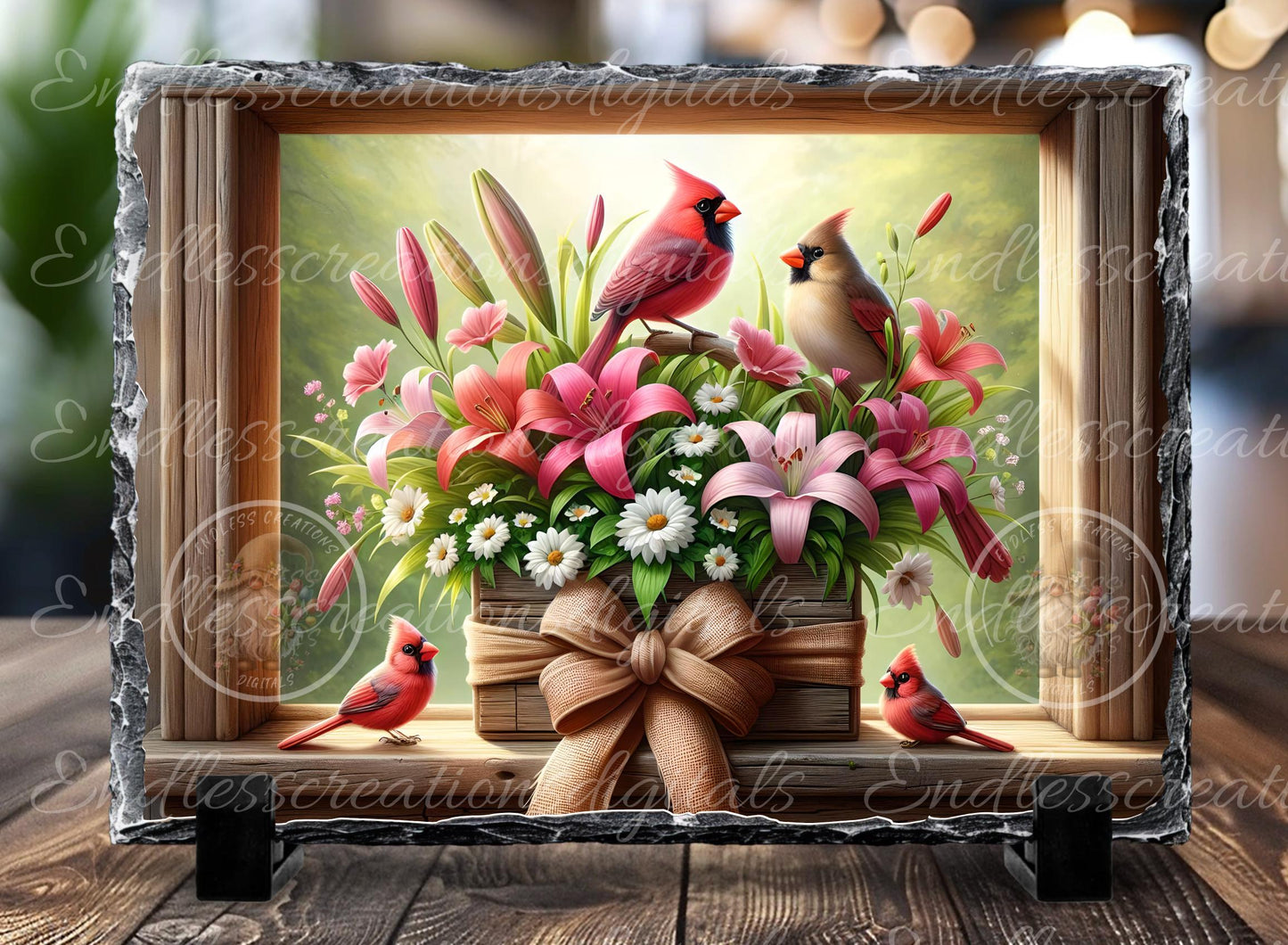 SPRING FLORAL CARDINALS RECTANGLE