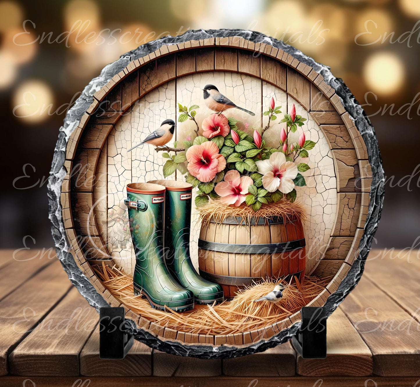 CHICKADEES RAIN BOOTS SPRING/SUMMER FLORAL ROUND