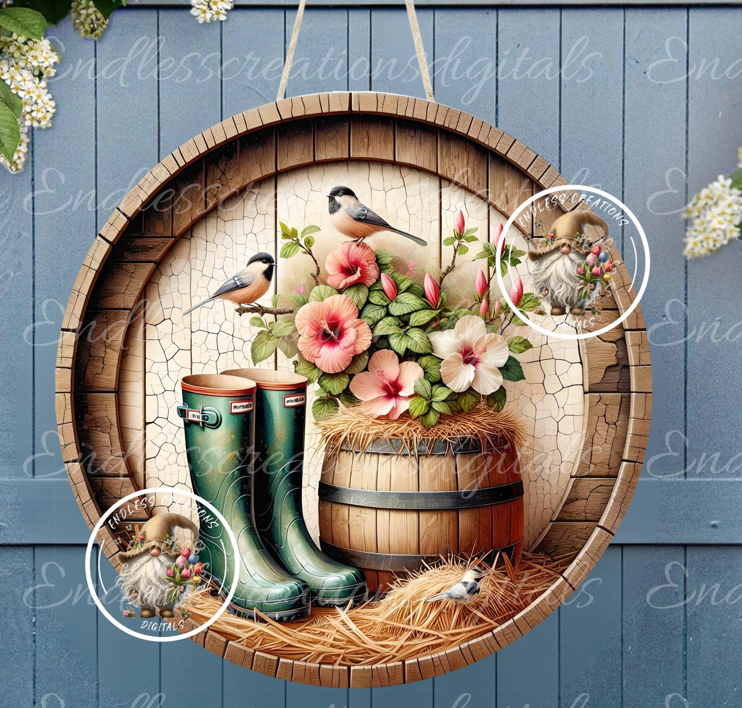 CHICKADEES RAIN BOOTS SPRING/SUMMER FLORAL ROUND