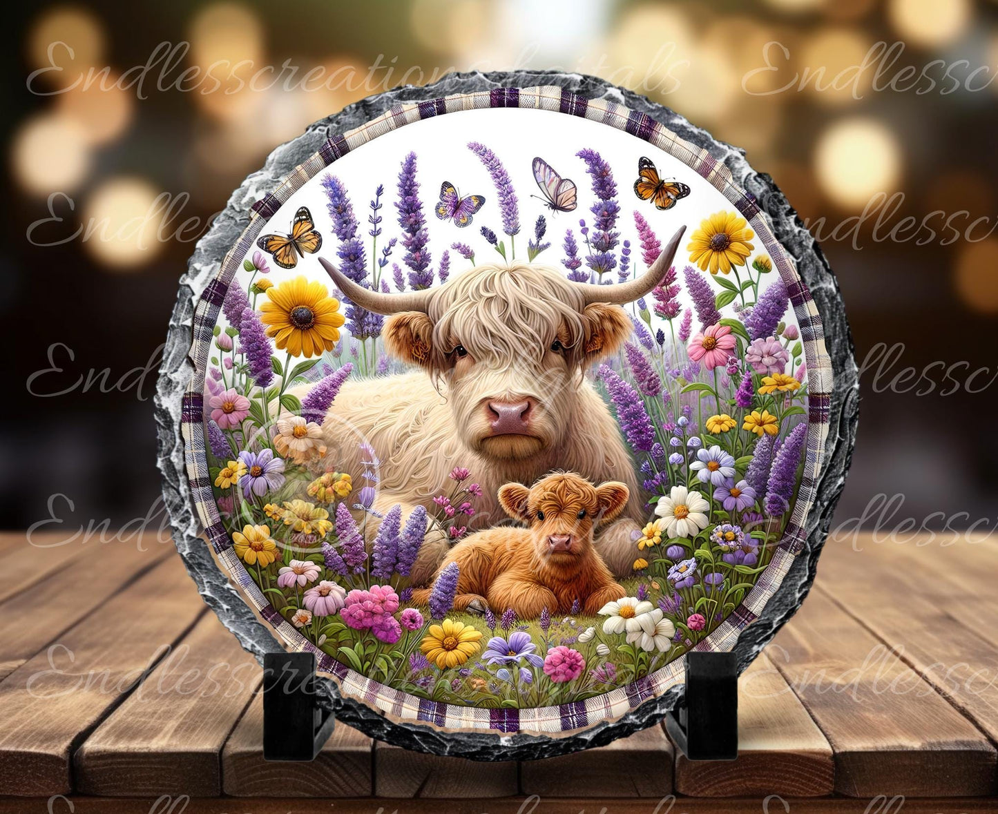 SUMMER FLORAL MOTHER BABY HIGHLAND COWS