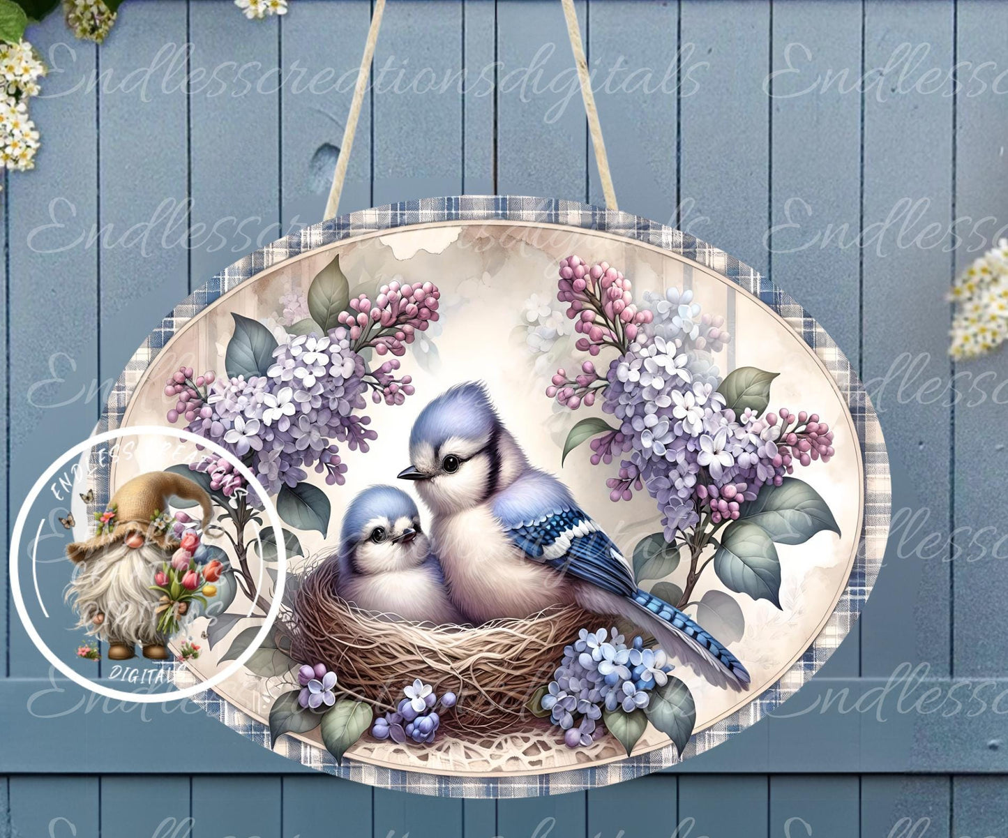 BABY BLUEJAYS LILACS OVAL DIGITAL