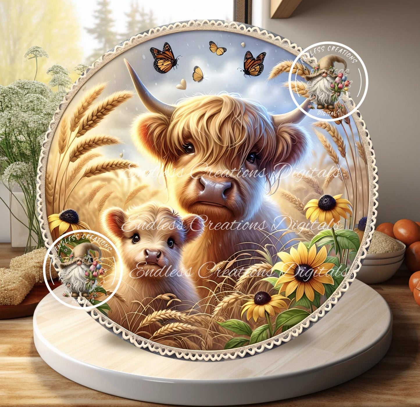 SUMMER FLORAL HIGHLAND Cow