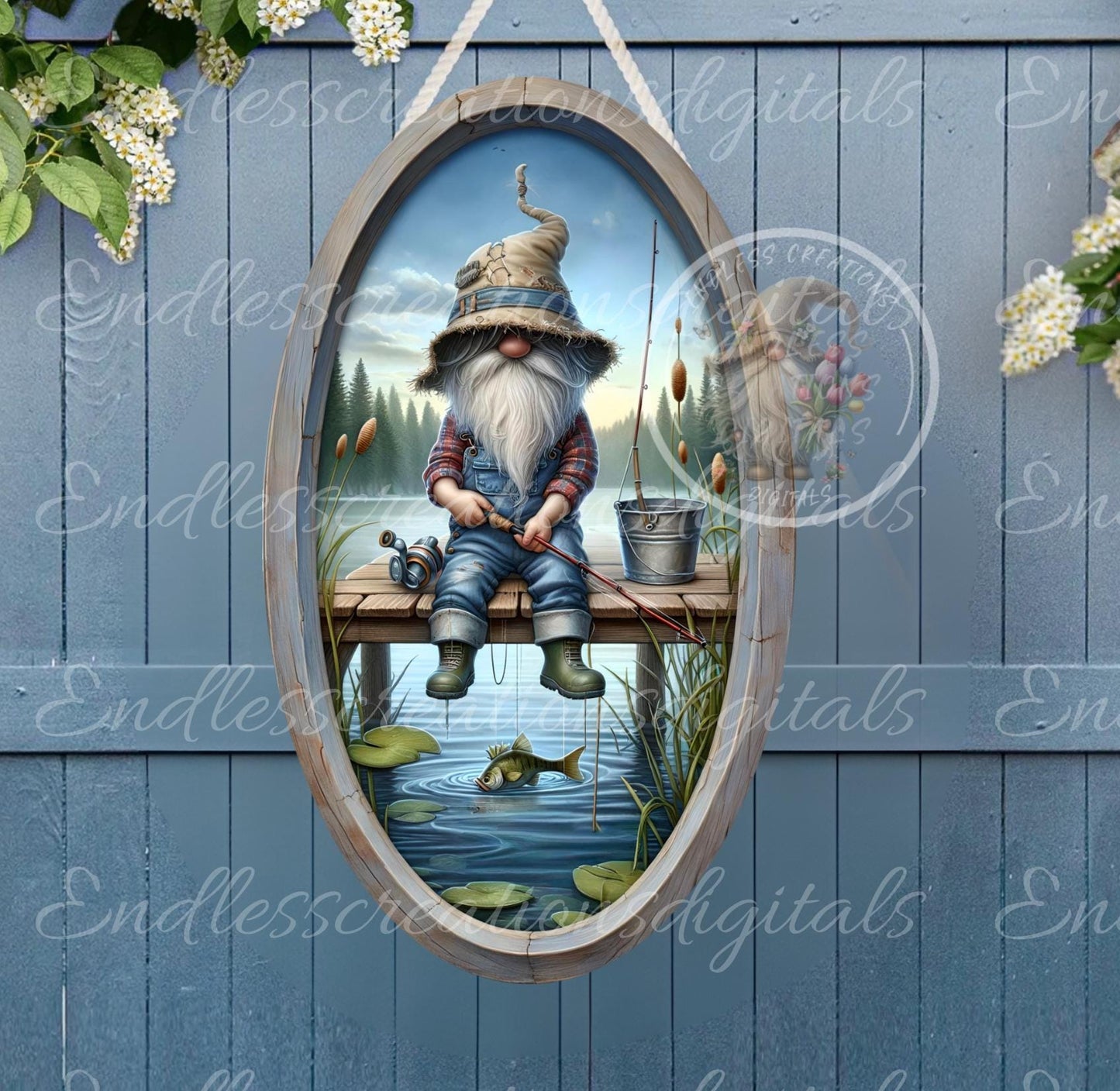 GONE FISHING OVAL DIGITAL
