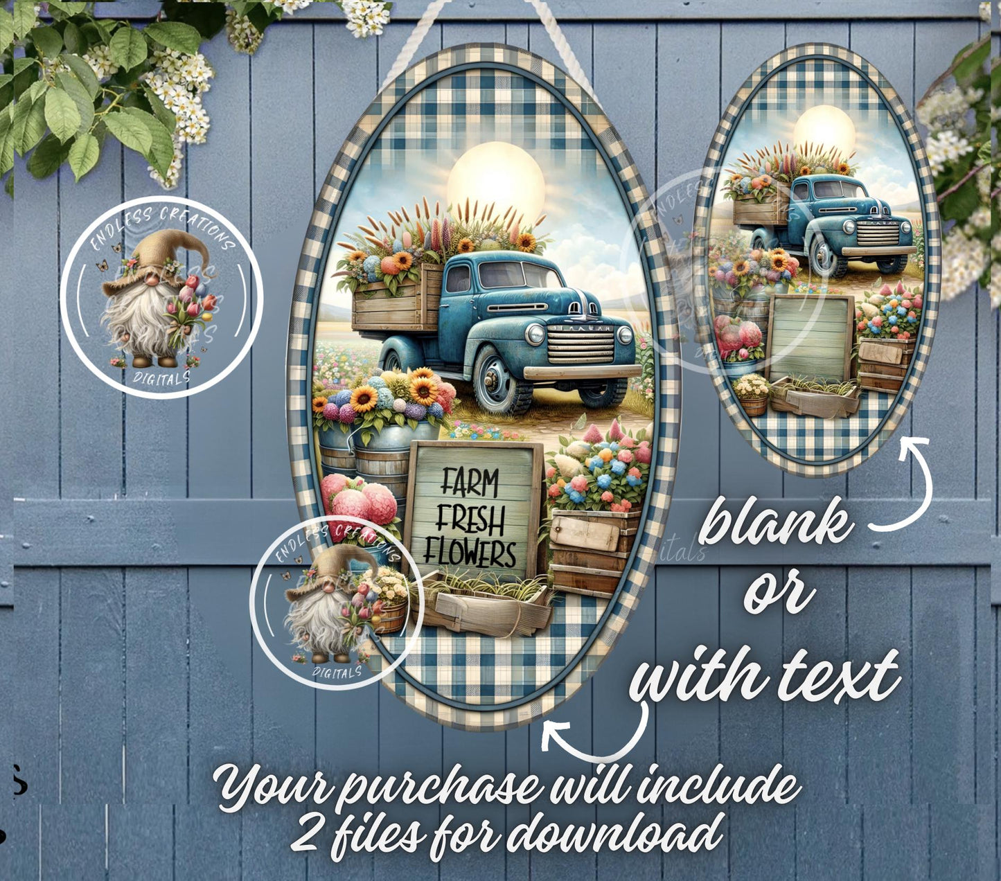 FARM FRESH FLOWERS OVAL DIGITAL