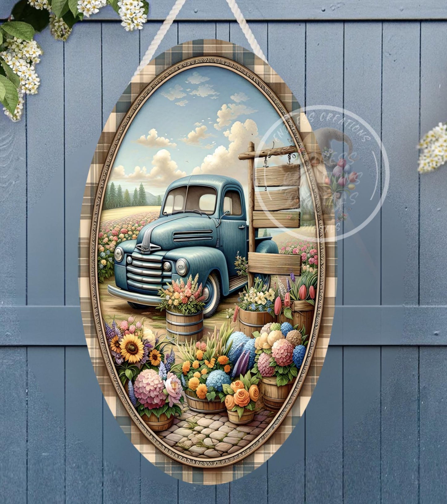 FARM FRESH FLOWERS OVAL DIGITAL